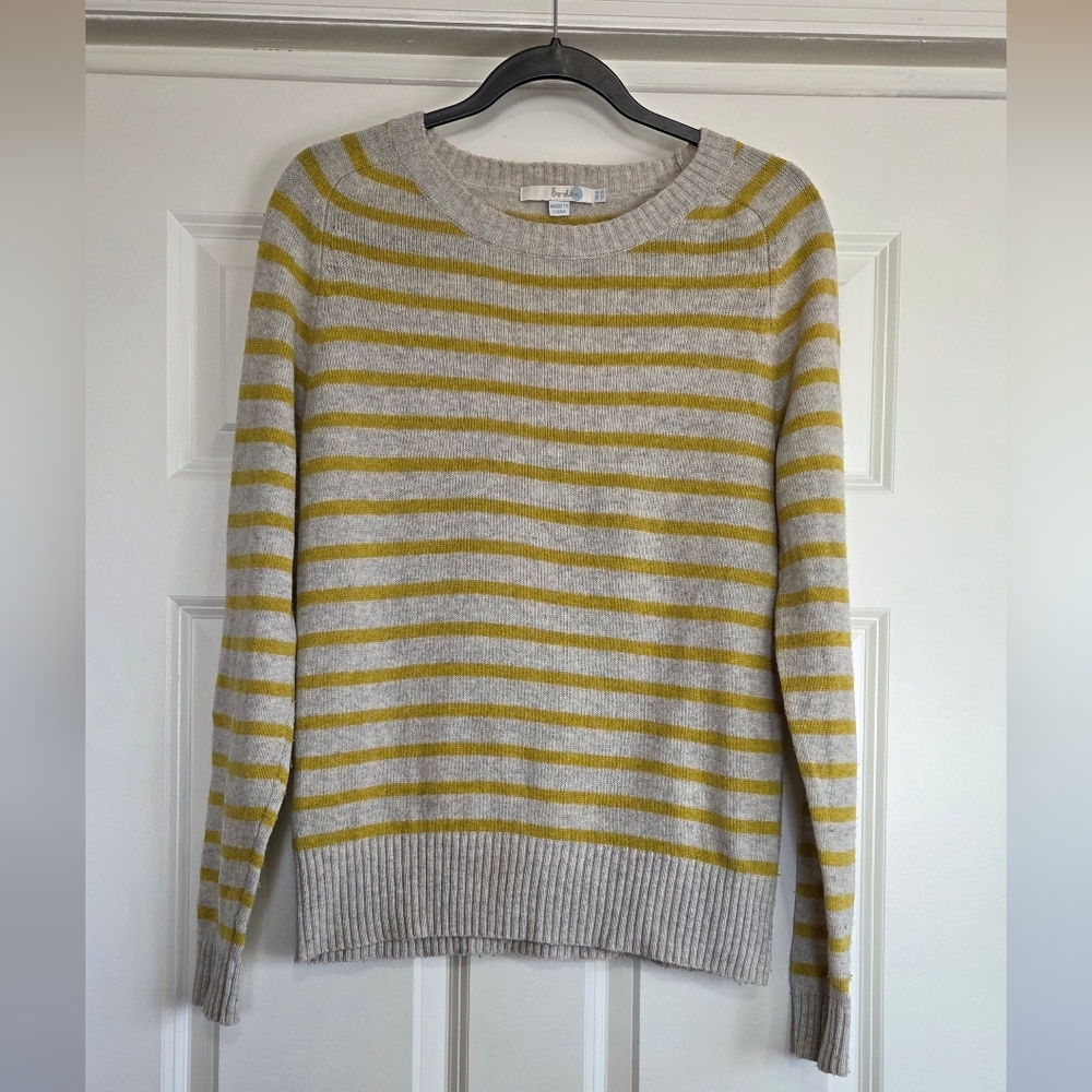 Boden Grey & Mustard Yellow Wool-Blend Crewneck Sweater - Size 10